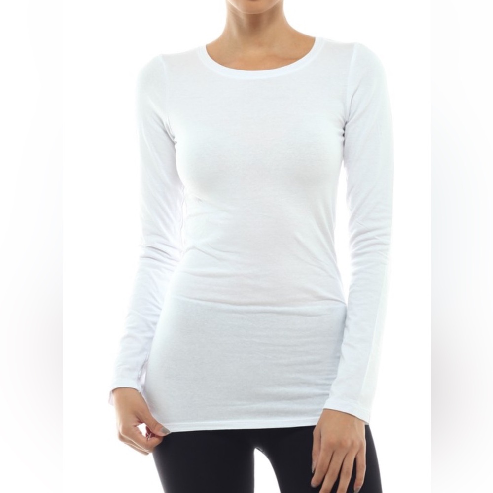 LONG SLEEVE CREW NECK COTTON SPANDEX JERSEY TOP